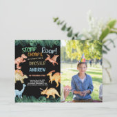 Foto Barwon Black Glitter Dinosaurus Verjaardag Kaart (Staand voorkant)