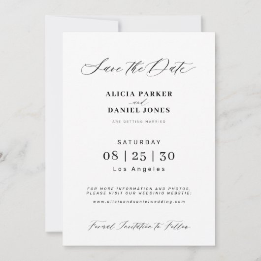 Foto basiskaart voor vellum bruiloft opslaan van d save the date (Achterkant)