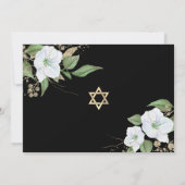 Foto: Bat Mitzvah Black Gold Floral Waterverf Kaart (Achterkant)