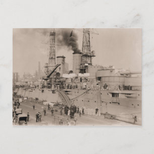 foto Battleship USS NEW YORK loading 1914 Briefkaart