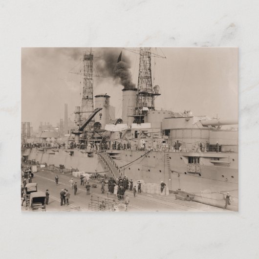 foto Battleship USS NEW YORK loading 1914 Briefkaart (Voorkant)