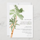Foto Beach Palm Trees Green Destination Wedding Kaart (Voorkant)