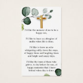 Foto: Beauful Memorial Funeral Bladwijzer Visitekaartje (Achterkant)