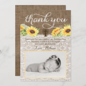 foto bedankkaart met Zonnebloemen doopsel (Voorkant / Achterkant)