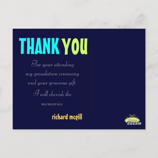 Foto Bedankt briefkaarten, DIY kleuren + lettertyp Briefkaart (Achterkant)