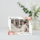 Foto Bedankt Briefkaarten met Rustic Pink Flowers (Staand voorkant)
