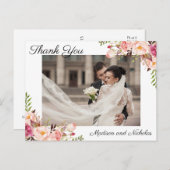 Foto Bedankt Briefkaarten met Rustic Pink Flowers (Voorkant / Achterkant)