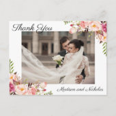 Foto Bedankt Briefkaarten met Rustic Pink Flowers (Voorkant)