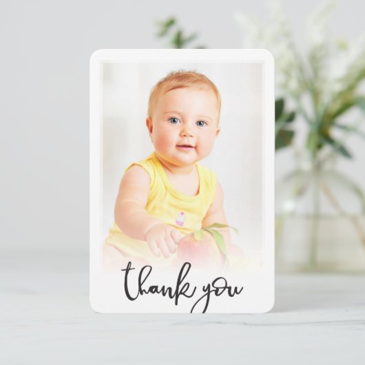 FOTO BEDANKT casual handgeschreven scripttekst (Staand voorkant)