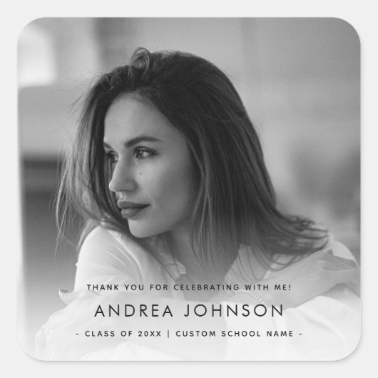Foto Bedankt Custom Graduation Party Vierkante Sticker (Voorkant)