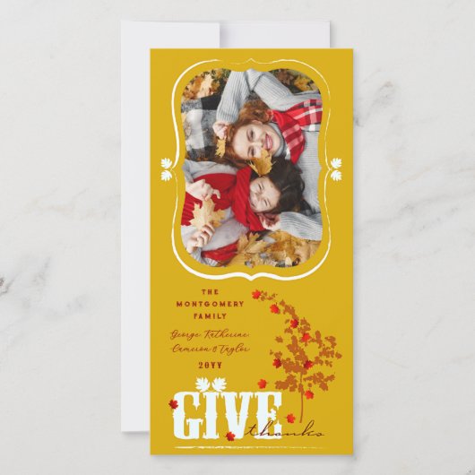 Foto Bedankt Falling Leaves Thanksgiving Feestdagenkaart (Voorkant)