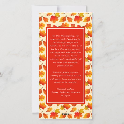 Foto Bedankt Falling Leaves Thanksgiving Feestdagenkaart (Achterkant)