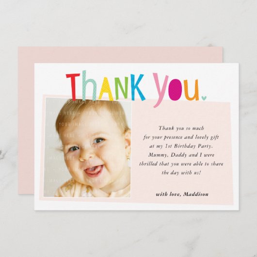 FOTO BEDANKT kleurrijke moderne typografie (Voorkant / Achterkant)