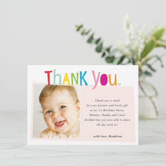 FOTO BEDANKT kleurrijke moderne typografie (Staand voorkant)