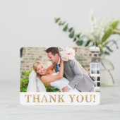 FOTO BEDANKT leuk gouden glinstertekst bruiloft (Staand voorkant)