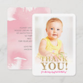 FOTO BEDANKT Leuke gouden glitter roze waterverf (Voorkant / Achterkant)