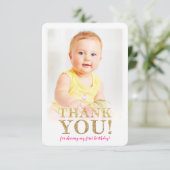 FOTO BEDANKT Leuke gouden glitter roze waterverf (Staand voorkant)