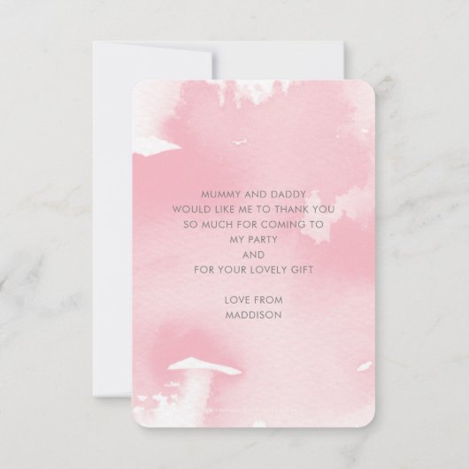 FOTO BEDANKT Leuke gouden glitter roze waterverf (Achterkant)