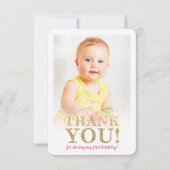 FOTO BEDANKT Leuke gouden glitter roze waterverf (Voorkant)