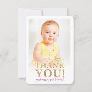FOTO BEDANKT Leuke gouden glitter roze waterverf