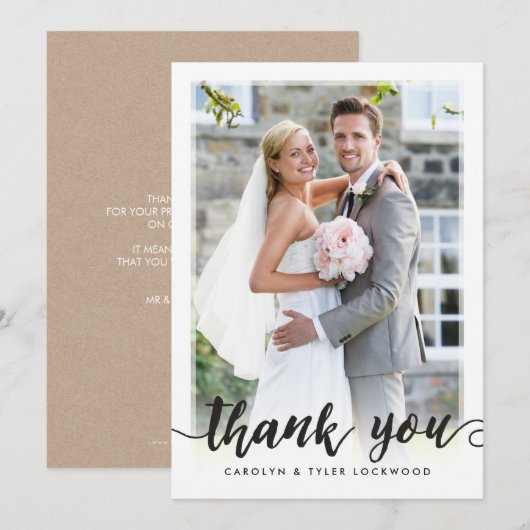 FOTO BEDANKT Leuke hand geletterde script zwart (Voorkant / Achterkant)