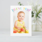 FOTO BEDANKT Leuke kleurrijke regenboog schrijven (Staand voorkant)