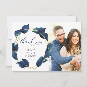 Foto Bedankt Modern Deep Indigo Blue en Gold