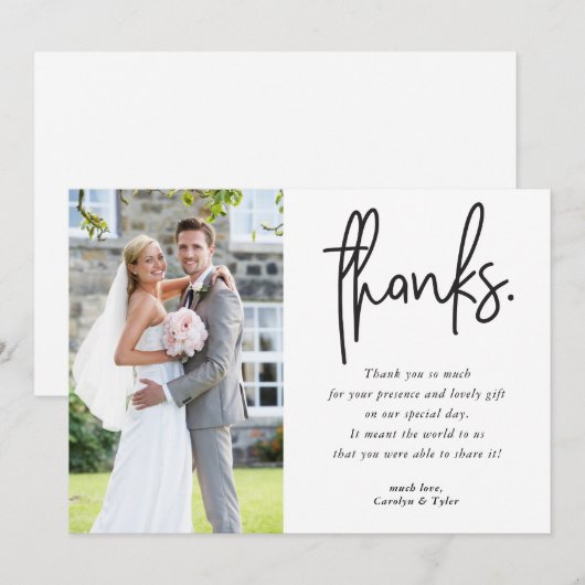 FOTO BEDANKT Modern zwart casual handschrift (Voorkant / Achterkant)