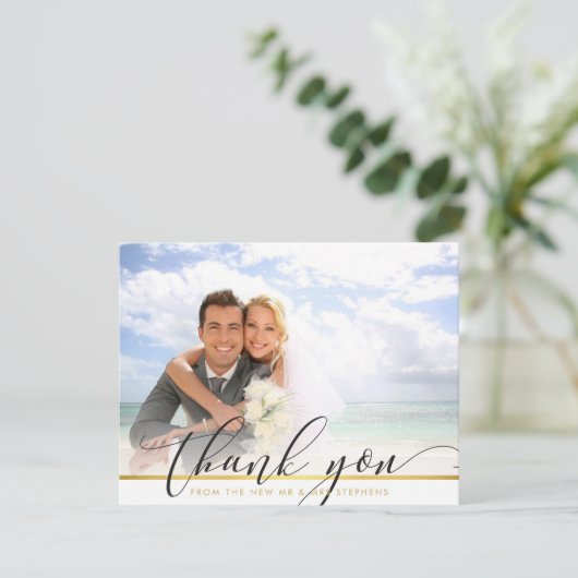 FOTO BEDANKT moderne luxe kalligrafie script (Staand voorkant)