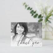 FOTO BEDANKT moderne luxe kalligrafie zwart (Staand voorkant)