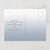Foto bedankt u dusty blue bruiloft script briefkaart (Achterkant)