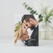 Foto bedankt voor je bruiloft modern script briefkaart (Staand voorkant)