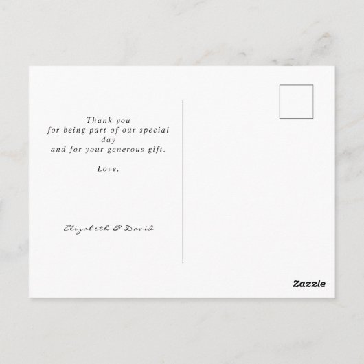 Foto bedankt voor je bruiloft modern script briefkaart (Achterkant)