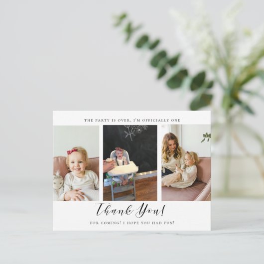 Foto bedankt voor je eerste geboortedag fotokaart briefkaart (Staand voorkant)