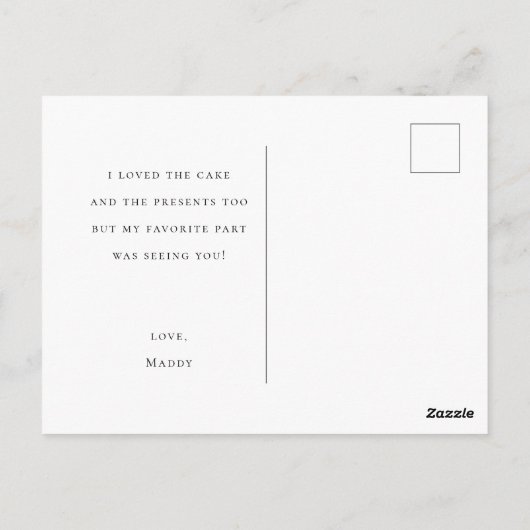 Foto bedankt voor je eerste geboortedag fotokaart briefkaart (Achterkant)