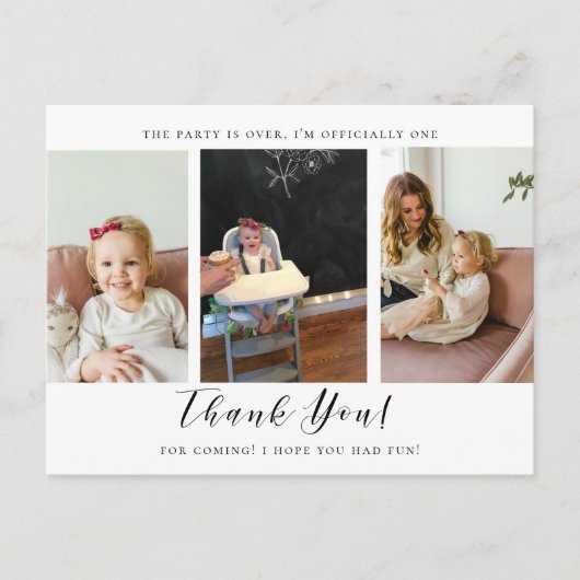 Foto bedankt voor je eerste geboortedag fotokaart briefkaart (Voorkant)