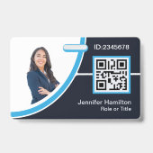 Foto Bedrijfsmedewerker Naam QR Code Blauw Badge (Voorkant)