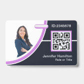 Foto Bedrijfsmedewerker Naam QR Code Paarse Badge (Voorzijde)