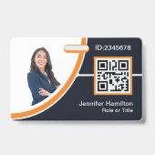 Foto Bedrijfsmedewerker Naam QR Code Sinaasappel Badge (Voorkant)