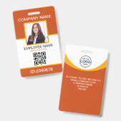 Foto Bedrijfsmedewerker QR-code Oranje Geel Badge (Voor- en achterkant)