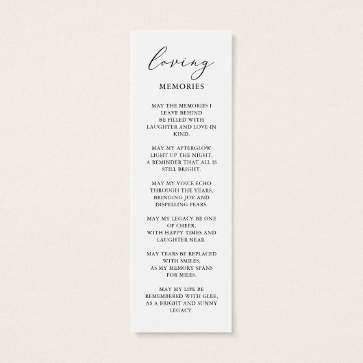 Foto Begrafenis Gebed Bladwijzer Kaart (Achterkant)