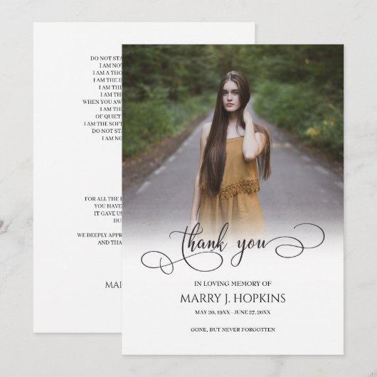 Foto begrafenis kalligrafie script dank u kaarten (Voorkant / Achterkant)