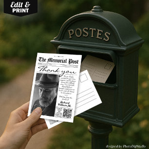 Foto begrafenis krant Memorial dank u kaart