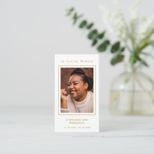 Foto Begrafenis Memorial Gold Script Prayer Kaart Visitekaartje (Staand voorkant)