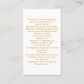 Foto Begrafenis Memorial Gold Script Prayer Kaart Visitekaartje (Achterkant)