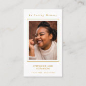 Foto Begrafenis Memorial Gold Script Prayer Kaart Visitekaartje (Voorkant)