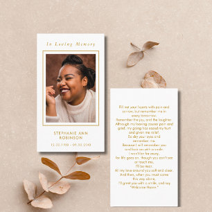 Foto Begrafenis Memorial Gold Script Prayer Kaart Visitekaartje