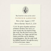 Foto Begrafenis Memorial Katholieke Gebed Kaart (Achterkant)