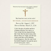 Foto begrafenis Memorial Sympathy Prayer Kaart (Achterkant)