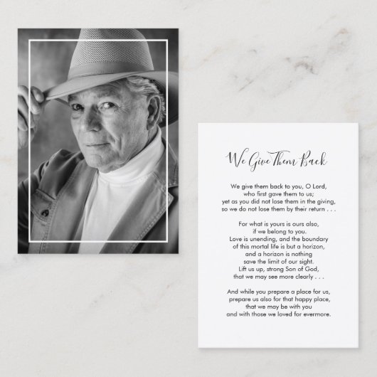 Foto Begrafenisgebed Kaart Contactkaartje (Voorkant / Achterkant)